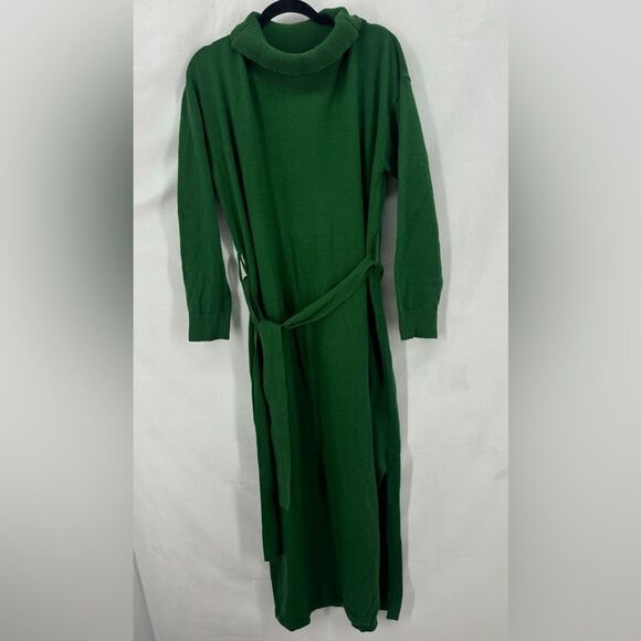 Eloquii Women’s Size 18 / 20 Green Knit Funnel Neck Fitted Sweater Maxi Dress - Picture 3 of 11
